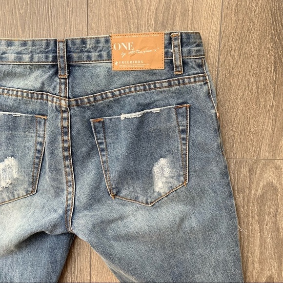 One Teaspoon Ford Freebirds Skinny Straight Jeans Distressed Ankle Zip Low Rise - Picture 14 of 16